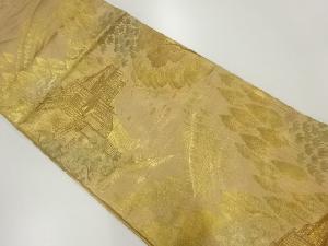 リサイクル　純金箔時代風景模様織出し袋帯